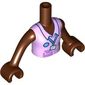 Minidoll Torso Girl with Lavender Shirt, ID Badge on Keychain print, Reddish Brown Arms and Hands