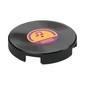 Tile Round 2 x 2 with Vinyl Record, Bright Light Orange Center, Magenta Music Note print