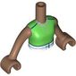 Minidoll Torso Girl with Green Shirt, White Belt, Dark Blue Trim print, Medium Brown Arms and Hands