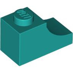 LEGO part 78666 Brick Curved 2 x 1 with Inverted Cutout in Bright Bluish Green/ Dark Turquoise