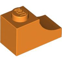 LEGO part 78666 Brick Curved 2 x 1 with Inverted Cutout in Bright Orange/ Orange
