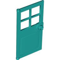 LEGO part 60623 Door 1 x 4 x 6 with 4 Panes and Stud Handle in Bright Bluish Green/ Dark Turquoise
