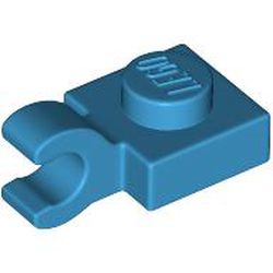 LEGO part 61252 Plate Special 1 x 1 with Clip Horizontal [Thick Open O Clip] in Dark Azure