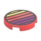 Tile Round 2 x 2 with Black Grill, Bright Light Yellow/Coral/Dark Purple Slits print
