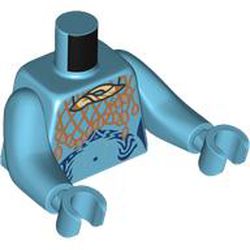 LEGO part 99114c42h42pr0022 Torso with Long Arms, Na'vi, Dark Blue Marking, Nougat Necklace print, Medium Azure Arms and Hands in Medium Azure