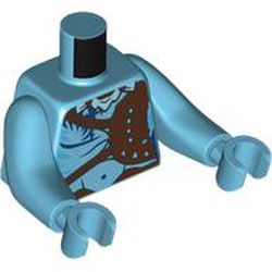 LEGO part 99114c42h42pr0024 Torso with Long Arms, Na'vi, Dark Brown Straps print, Medium Azure Arms and Hands in Medium Azure