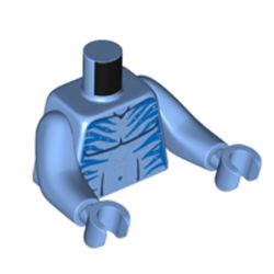 LEGO part 99114c32h32pr0001 Torso with Long Arms, Na'vi, with Bare Chest, Blue Markings print, Medium Blue Arms and Hands in Medium Blue