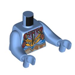 LEGO part 99114c32h32pr0006 Torso with Long Arms, Na'vi, with Bare Chest, Blue Markings, Tribal Decorations print, Medium Blue Arms and Hands in Medium Blue