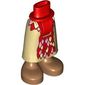 Minidoll Hips and Skirt with Ankles Tan, Red, and Pink Leaves Print