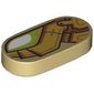 Tile Round 1 x 2 with White/Lime Eye, Gold Armour print