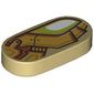 Tile Round 1 x 2 with White/Lime Eye, Gold Armour print