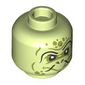 Minifig Head Turtle Minister, Olive Green Markings, Flat Nose, Black Stripes print
