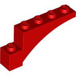 LEGO part 3572 BRICK 1X5X2, INSIDE HALF ARCH in Bright Red/ Red