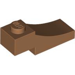 LEGO part 70681 Brick Curved, 3 x 1 with 1/3 Inverted Cutout in Medium Nougat