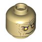 Minifig Head Palpatine, Dark Tan Wrinkles/Scars, Yellow Eyes, Angry/Open Mouth Screaming print