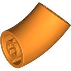 LEGO part 65473 Brick Round 2 x 2 D. Tube with 45° Elbow and Axle Holes (Crossholes) at each end in Bright Orange/ Orange