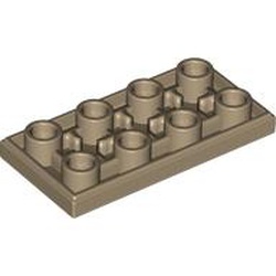 LEGO part 3395 Tile Special 2 x 4 Inverted in Sand Yellow/ Dark Tan