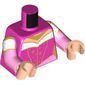 Torso, Dark Pink/Bright Pink/White Dress, Gold Trim print, Bright Pink Arms, Light Nougat Hands