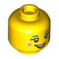 Minifig Head Izzie, Dark Azure Eyebrows, Bright Pink Star and Heart on Cheeks, Dots, Open Mouth Smile / Closed Eyes Smile print