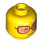 Minifig Head Mrs. Castillo, Dark Red Glasses, Wrinkles, Closed Eyes, Open Mouth Smile / Closed Mouth Smile