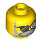 Minifig Head Mr. Oz, Sunglasses with One Glass Missing, Light Bluish Gray Beard with Silver Highlights Print