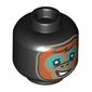 Minifig Head Albert, Dark Orange Hair, Dark Tan Monkey Face, Dark Turquoise Eyeshadow, Dark Tan Border Print