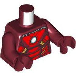 LEGO part 973c10h10pr6483 Torso Armor with Red and Gold Panels, White Circle Print, Dark Red Arms and Hands in Dark Red