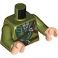 Torso, Robe, Dark Green Trim, Silver Decorations, Dark Brown Straps print, Olive Green Arms, Light Nougat Hands