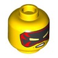 Minifig Head Kai, Black/Red Eyemask, Angry Teeth/Dark Orange Eyebrows, Scar, Bandage, Smirk print