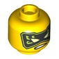 Minifig Head Lloyd, Black and Yellow Eye Mask, Angry Grin / Dark Red Eyebrows, Green Eyes, Angry Stare print