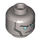 Minifig Head Zane, Robot Black and Dark Azure Eyemask, Angry Grin / Silver Eyes, Black Lines print