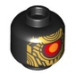 Minifig Head Imperium Guard Droid, Gold Plating, Red and Orange Center Eye print