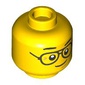 Minifig Head Cyrus Borg, Silver Glasses, Crooked Smile Print