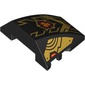 Wedge Curved 4 x 3 No Studs with Gold Decorations, Dark Red/Bright Light Orange Symbol print