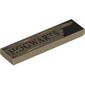 Tile 1 x 4 with Wooden Sign, Pointing Finger, Dark Brown 'HOGWARTS' print