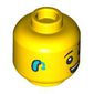Minifig Head, Eyebrows, Dark Turquoise Hearing Aid, Surprised Print