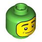 Minifig Head, Yellow Face with Smile / Big Open Mouth with Lime Tongue and Uvula Print