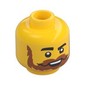 Minifig Head, Raised Thick Eyebrow, Dark Orange Moustache and Beard, Open Mouth Print