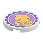 Tile Round 3 x 3 with Bright Light Orange Horse, Medium Lavender Background, Dark Purple Border print