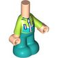 Microdoll Body Pants Dark Turquoise with Lime Jacket, Zippers, Light Nougat Hands print