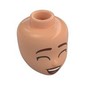 Minidoll Head, Dark Brown Eyebrows, Closed Eyes, Dark Red Lips, Open Mouth Smiling
