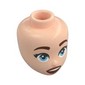 Minidoll Head, Reddish Brown Eyebrows, Bright Light Blue Eyes, Dark Red Lips, Open Scared Mouth