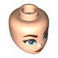 Minidoll Head, Reddish Brown Eyebrows, Bright Light Blue Eyes, Dark Red Lips, Closed Mouth