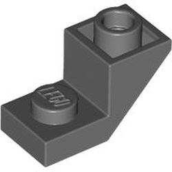 LEGO part 2310 ROOF TILE 1X2, INVERTED, DEG. 45, W/ CUT in Dark Stone Grey / Dark Bluish Gray