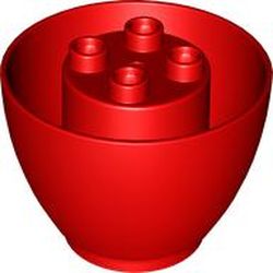 LEGO part 1962 Duplo Cone (Elliptic Paraboloid) 4 x 4 x 2 1/2, Inverted in Bright Red/ Red