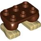 Feet, 2 x 3 x 2/3 with 6 Studs on Top with Tan Toes pattern
