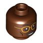 Minifig Head Ray Arnold, Gold glasses, Black Moustache, Confused / Scared print