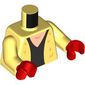 Torso, Fur Coat, Black Shirt print, Bright Light Yellow Arms, Red Hands