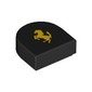 Tile 1 x 1 Half Circle with Yellow Ferrari Logo print