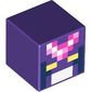 Minifig Head Special, Cube, Pixelated Face with Dark Blue, Dark Pink, Bright Pink, and White Squares, Yellow Eyes Print